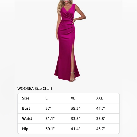 NEW WOOSEA Sleeveless V Neck Split Evening Cocktail Maxi Dress XL - Picture 4 of 5